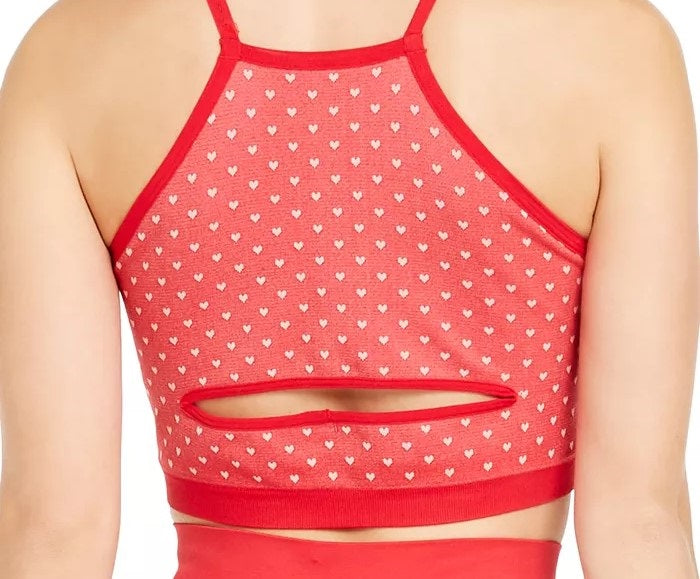 Sutiã esportivo feminino Ideology com estampa de coração e baixo impacto, sem costura, rosa, tamanho extragrande