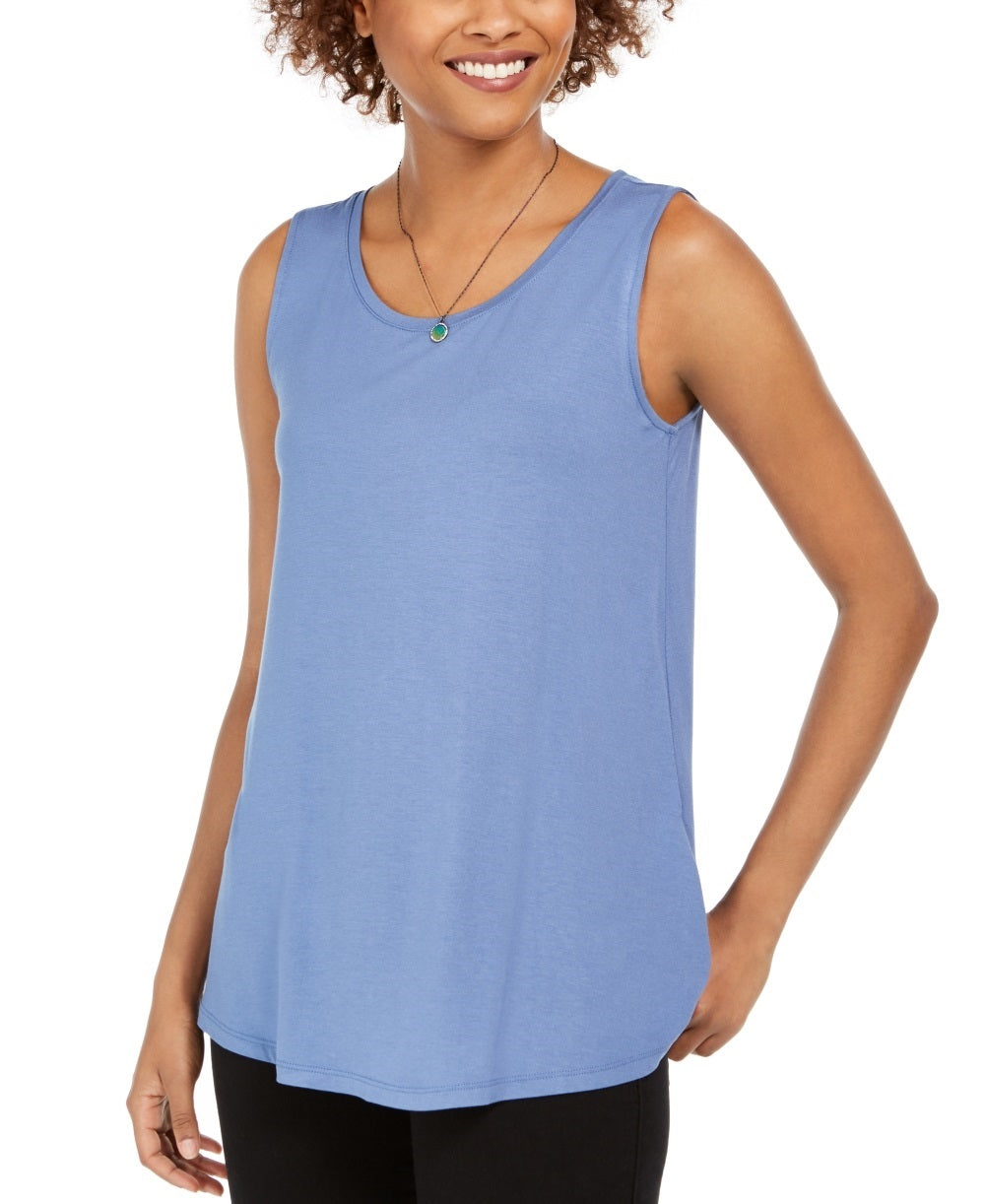 Regata feminina estilo swing-fit azul tamanho médio