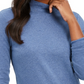 Blusa de gola alta de algodão Karen Scott feminina, azul, tamanho X-G