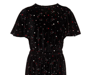 Vestido Calvin Klein Big Girls Velour com mangas esvoaçantes, preto, tamanho 12-14