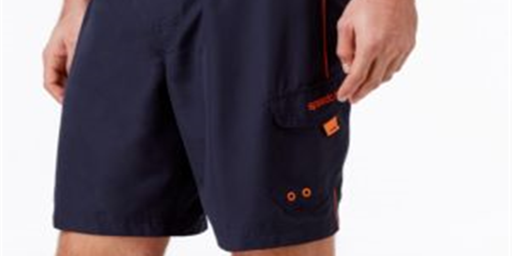 Calção de banho Speedo Sport Volley masculino - Azul-marinho - Laranja, tamanho pequeno