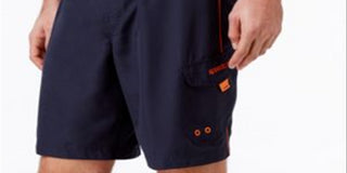 Calção de banho Speedo Sport Volley masculino - Azul-marinho - Laranja, tamanho pequeno