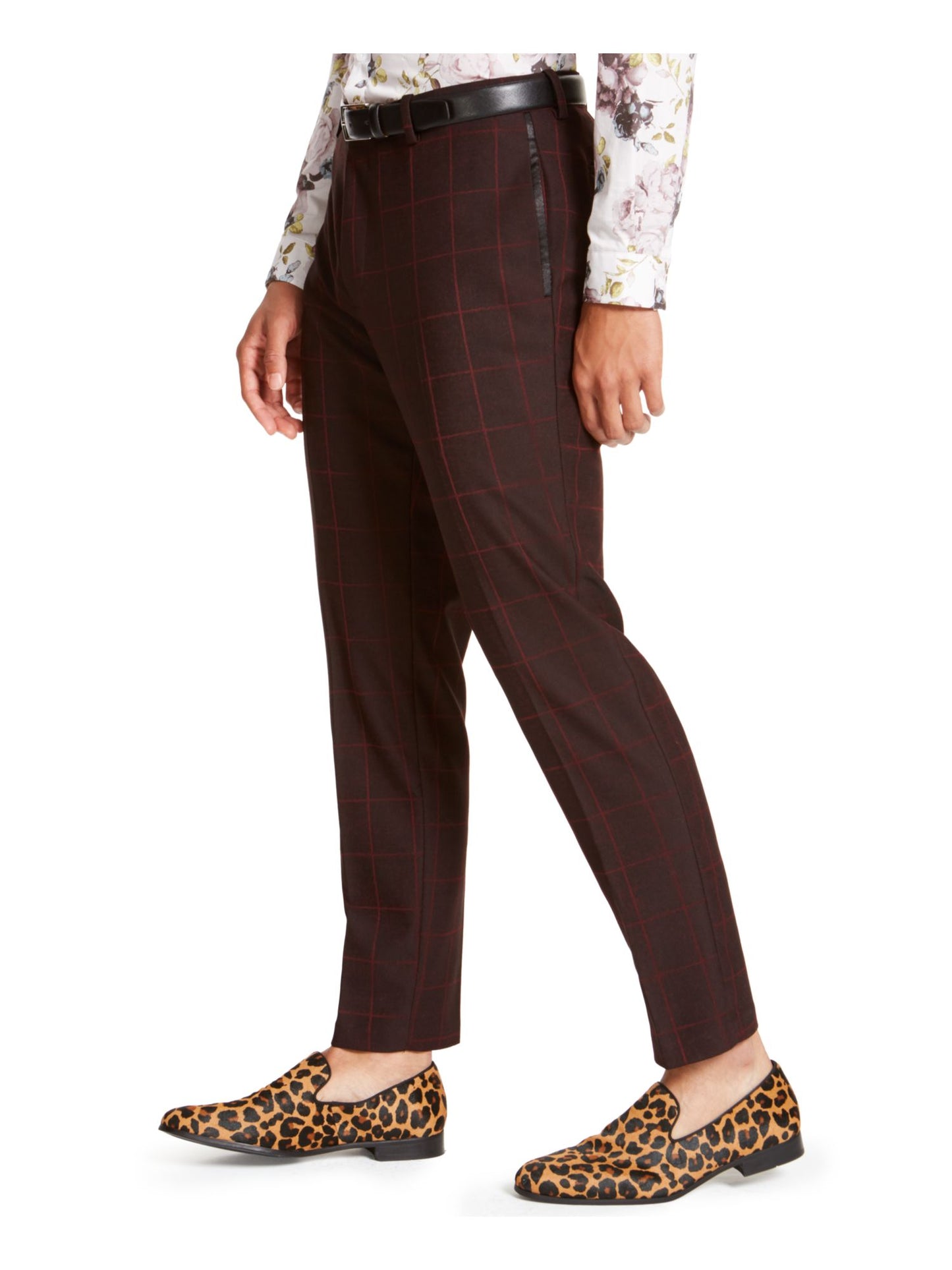 Calças de janela slim fit masculinas da INC International Concepts, pretas, tamanho 36X30