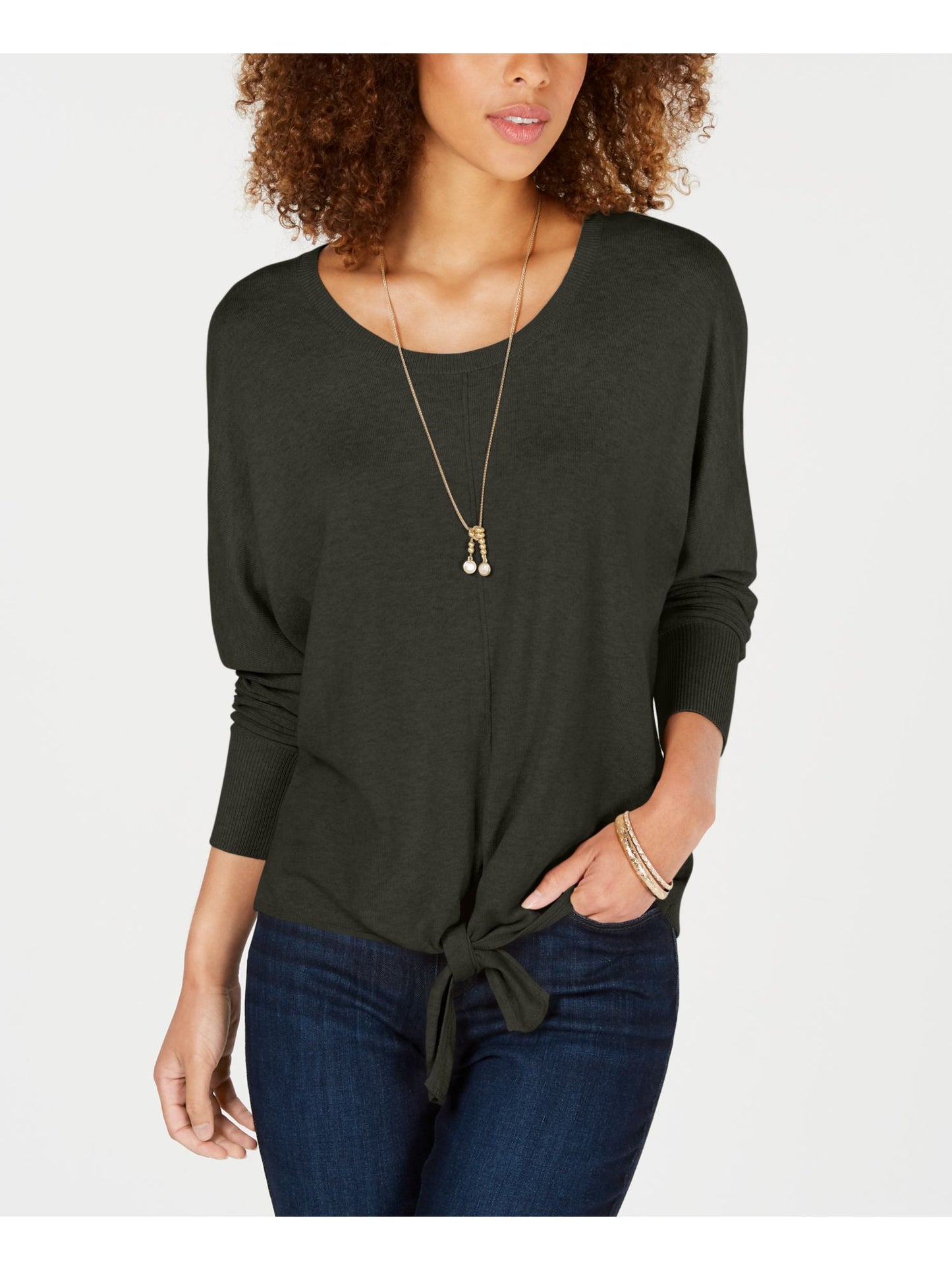 Suéter feminino com amarração frontal Style &amp; Co, cinza, tamanho pequeno M