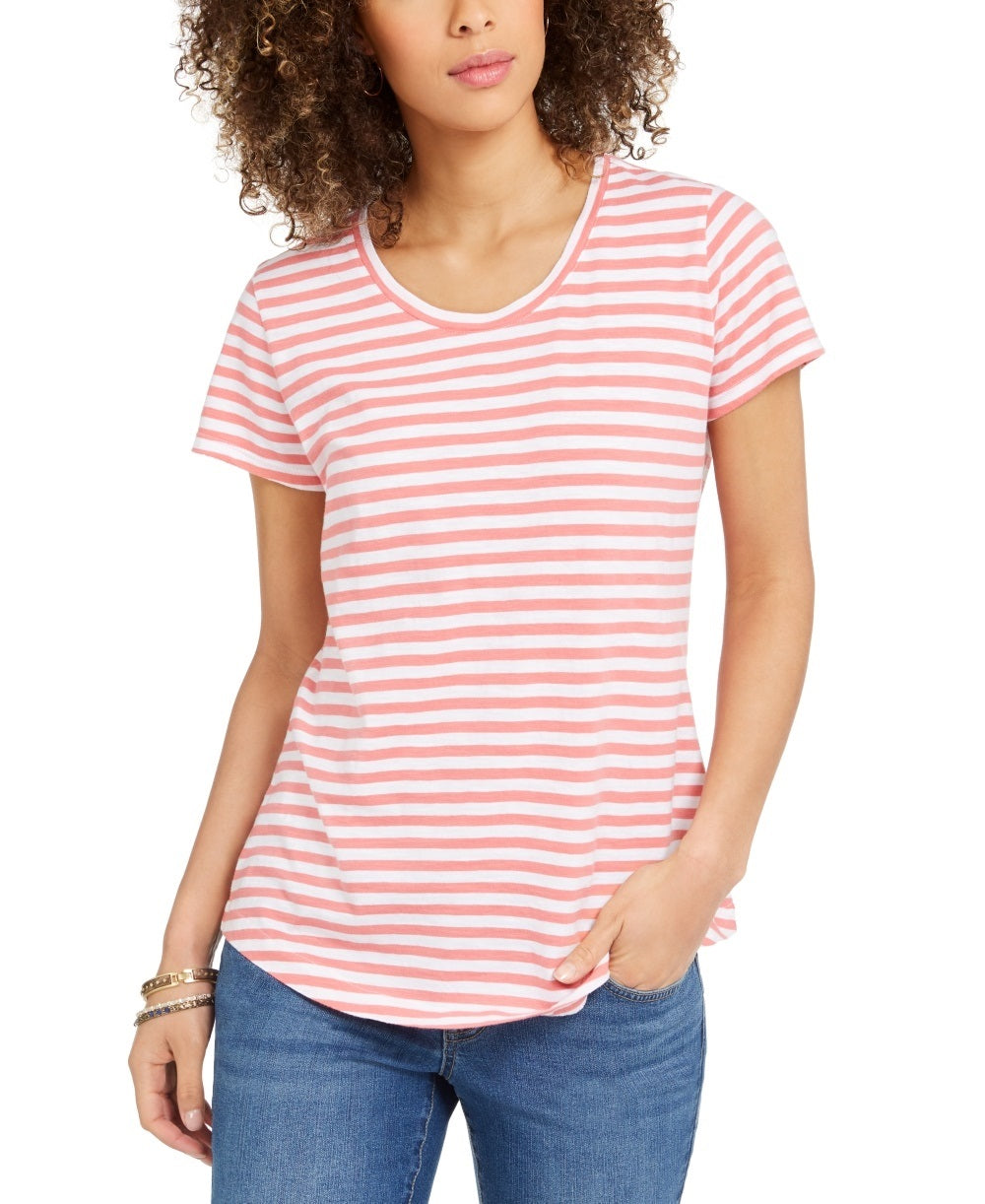 Camiseta feminina listrada Style &amp; Co vermelha tamanho pequeno