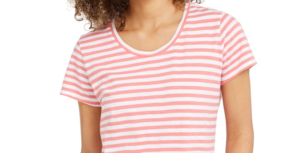 Camiseta feminina listrada Style &amp; Co vermelha tamanho pequeno