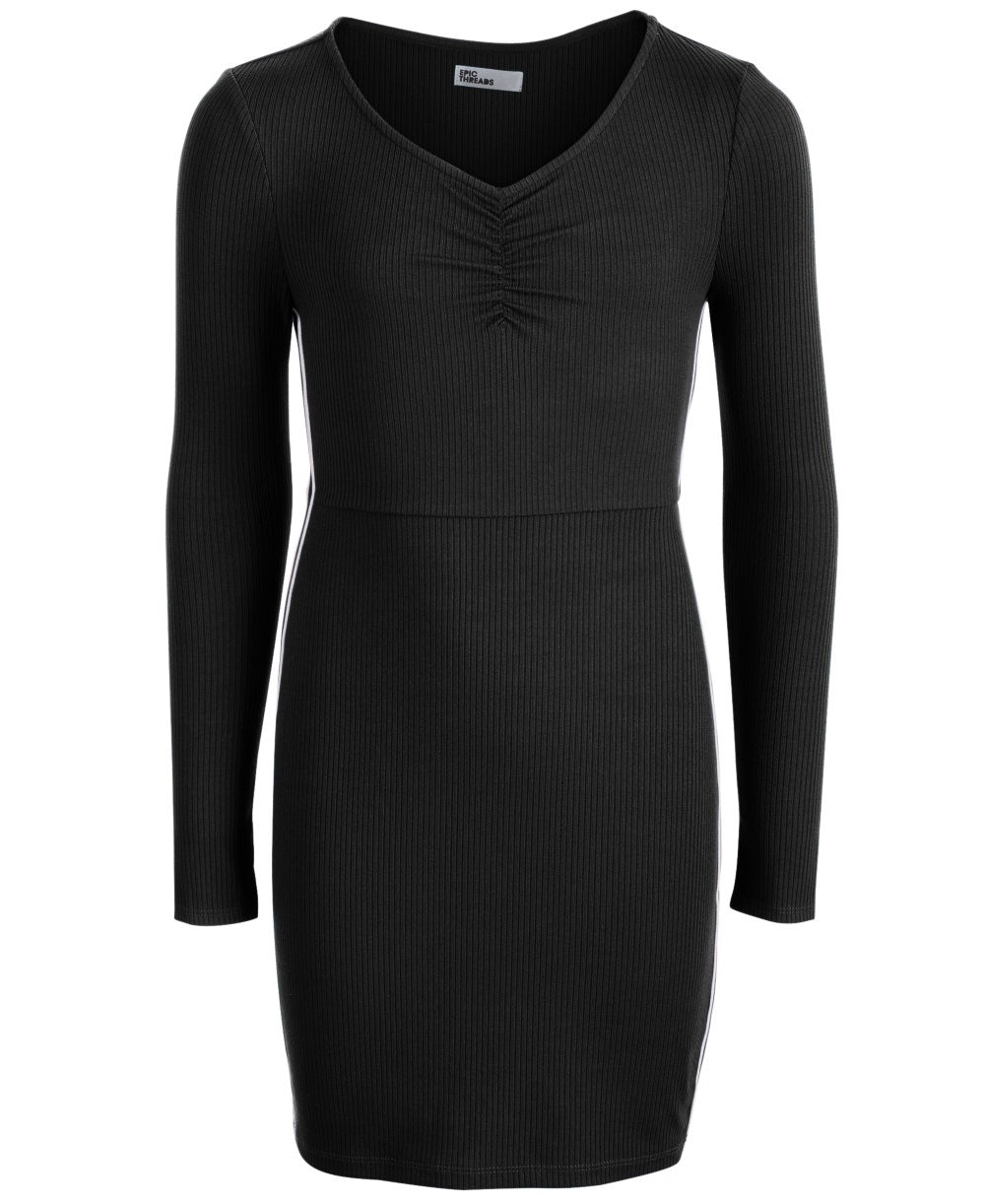 Vestido justo com listras laterais Epic Threads Big Girls, preto, tamanho extragrande