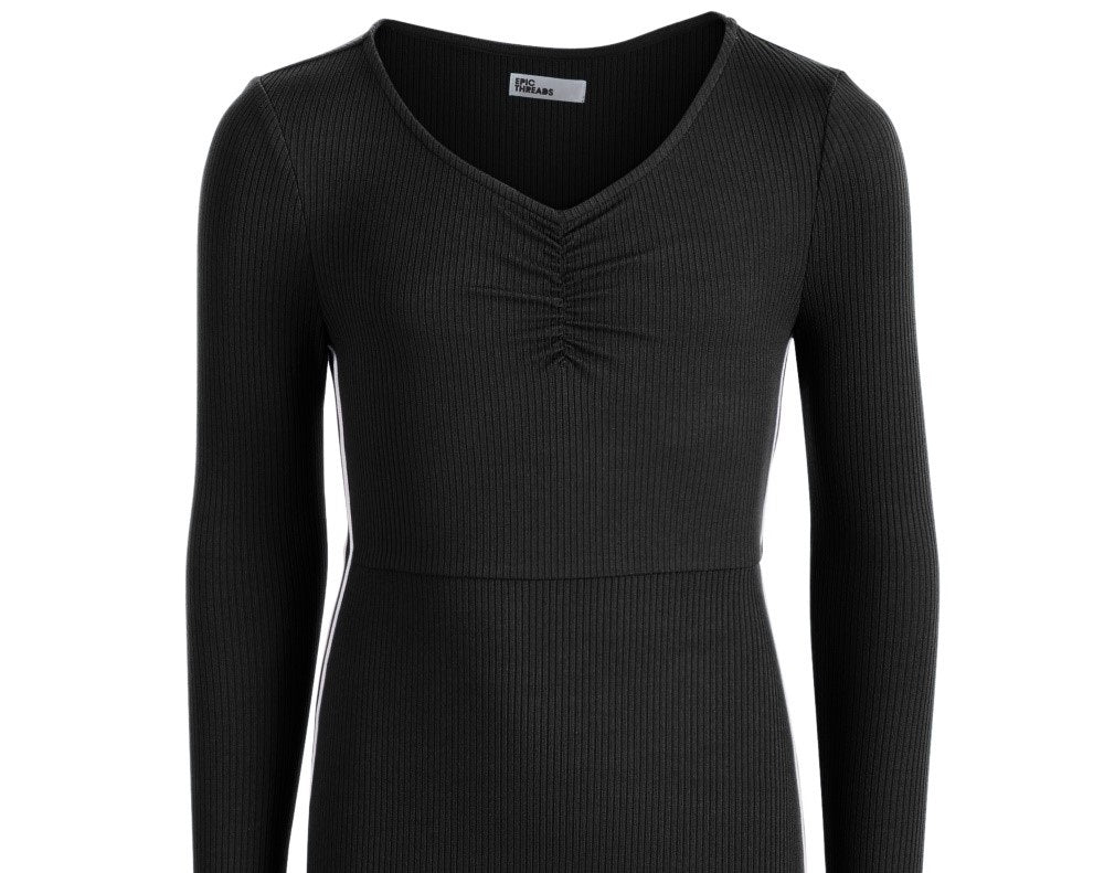Vestido justo com listras laterais Epic Threads Big Girls, preto, tamanho extragrande
