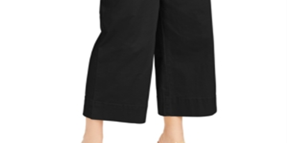 Calças culotte femininas INC Wide Leg Exposed Fly pretas tamanho 8