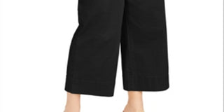 Calças culotte femininas INC Wide Leg Exposed Fly pretas tamanho 8