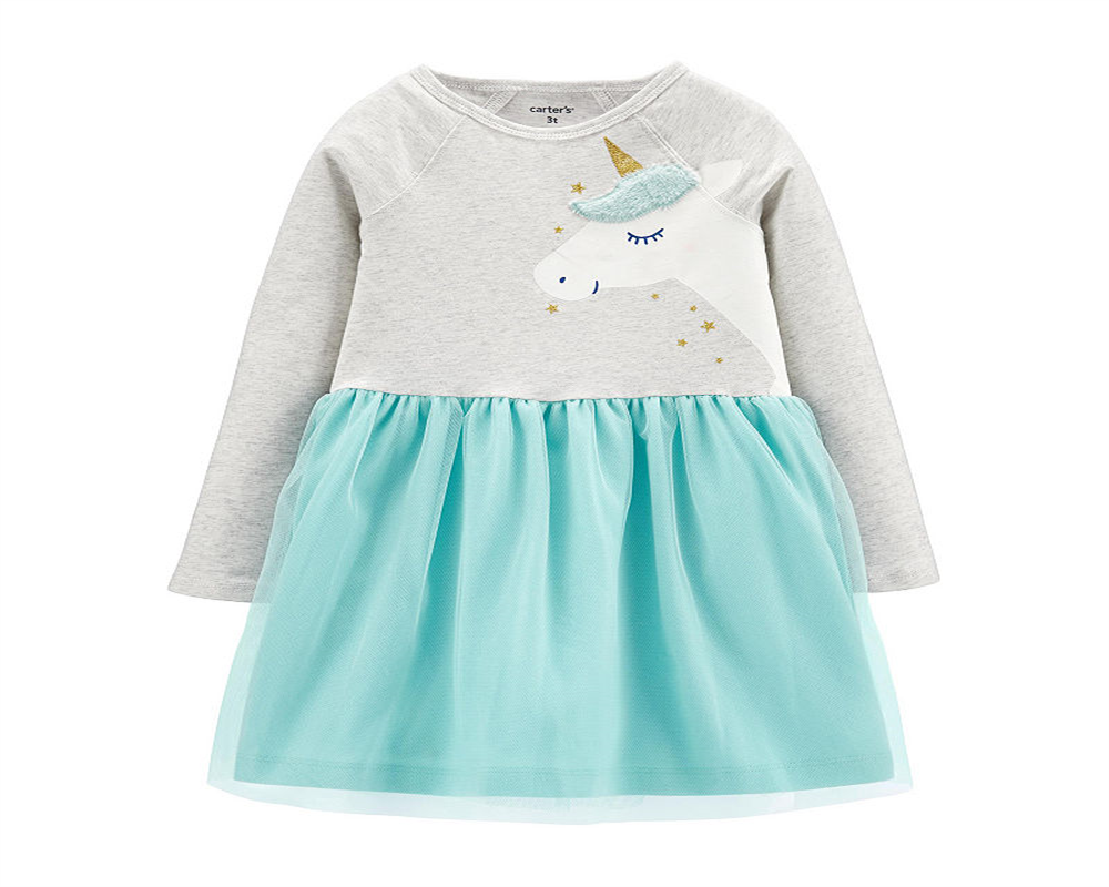 Vestido de tutu unicórnio Carter's para meninas, tamanho 5T, cinza