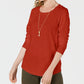 Blusa feminina de manga comprida e gola redonda, estilo &amp; co, laranja, tamanho extragrande