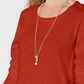 Blusa feminina de manga comprida e gola redonda, estilo &amp; co, laranja, tamanho extragrande