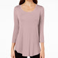 JM Collection Top feminino com decote redondo rosa tamanho pequeno