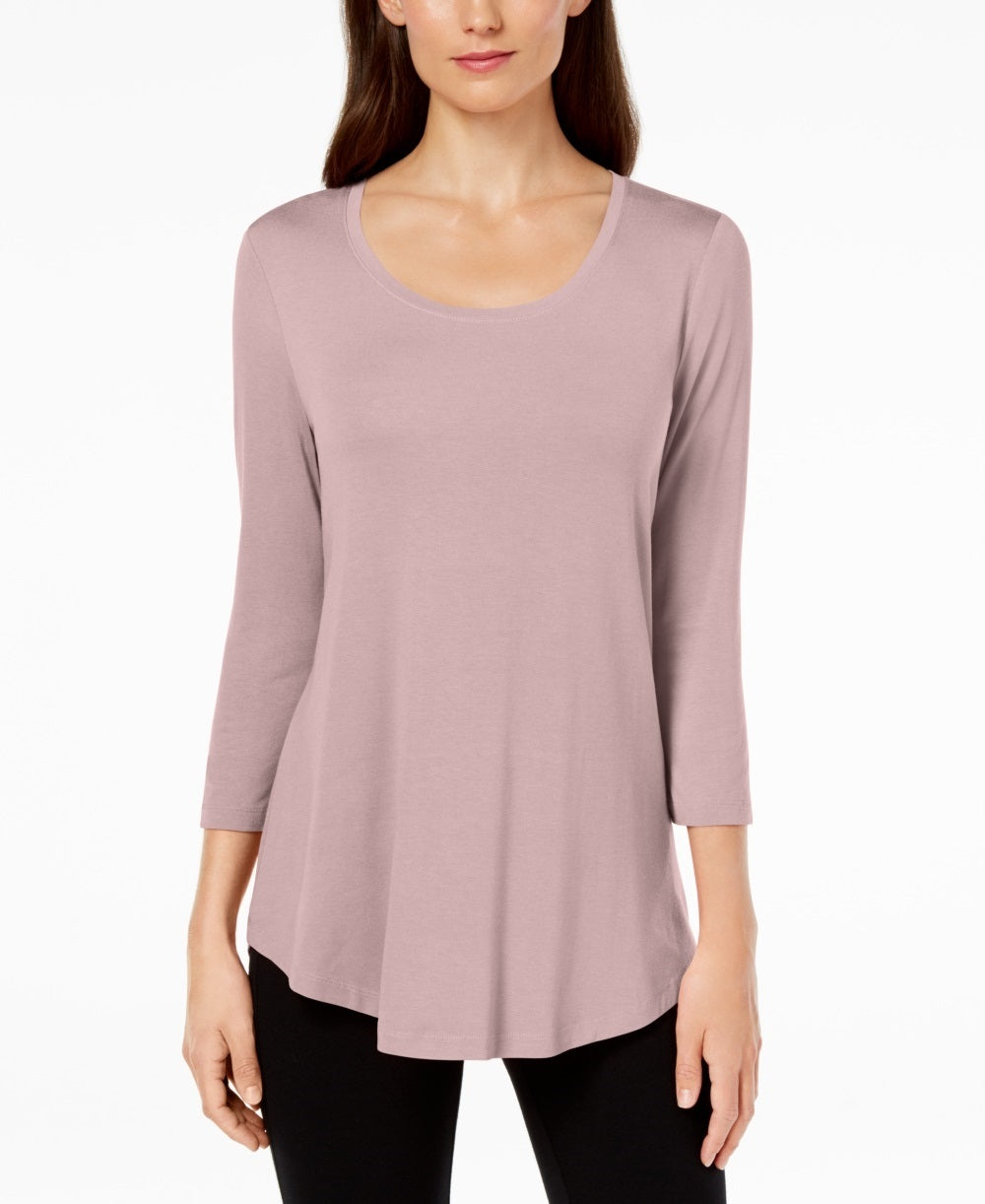 JM Collection Top feminino com decote redondo rosa tamanho pequeno