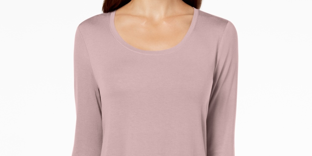 JM Collection Top feminino com decote redondo rosa tamanho pequeno