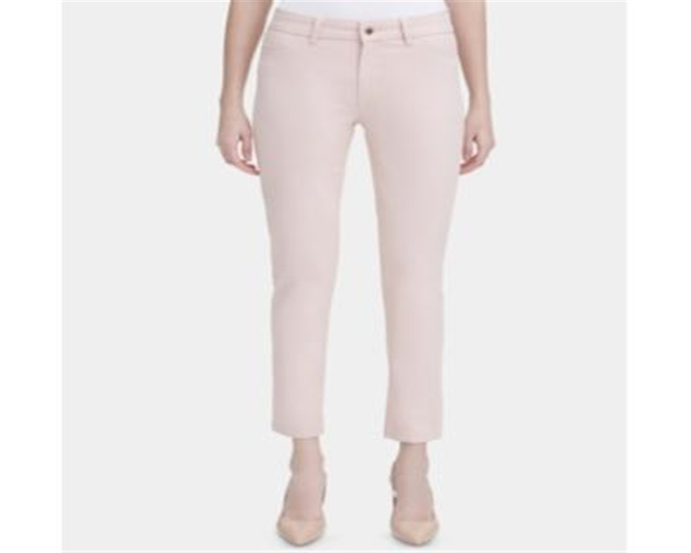 Calça jeans feminina Calvin Klein de cintura média e perna reta, cor de vinho, tamanho 12
