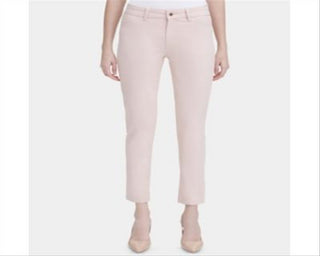 Calça jeans feminina Calvin Klein de cintura média e perna reta, cor de vinho, tamanho 12