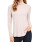 Blusa feminina de gola alta canelada mesclada Charter Club, rosa, tamanho XX-G