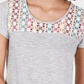 Blusa listrada de crochê de algodão estilo &amp; co feminina, branca, tamanho pequeno