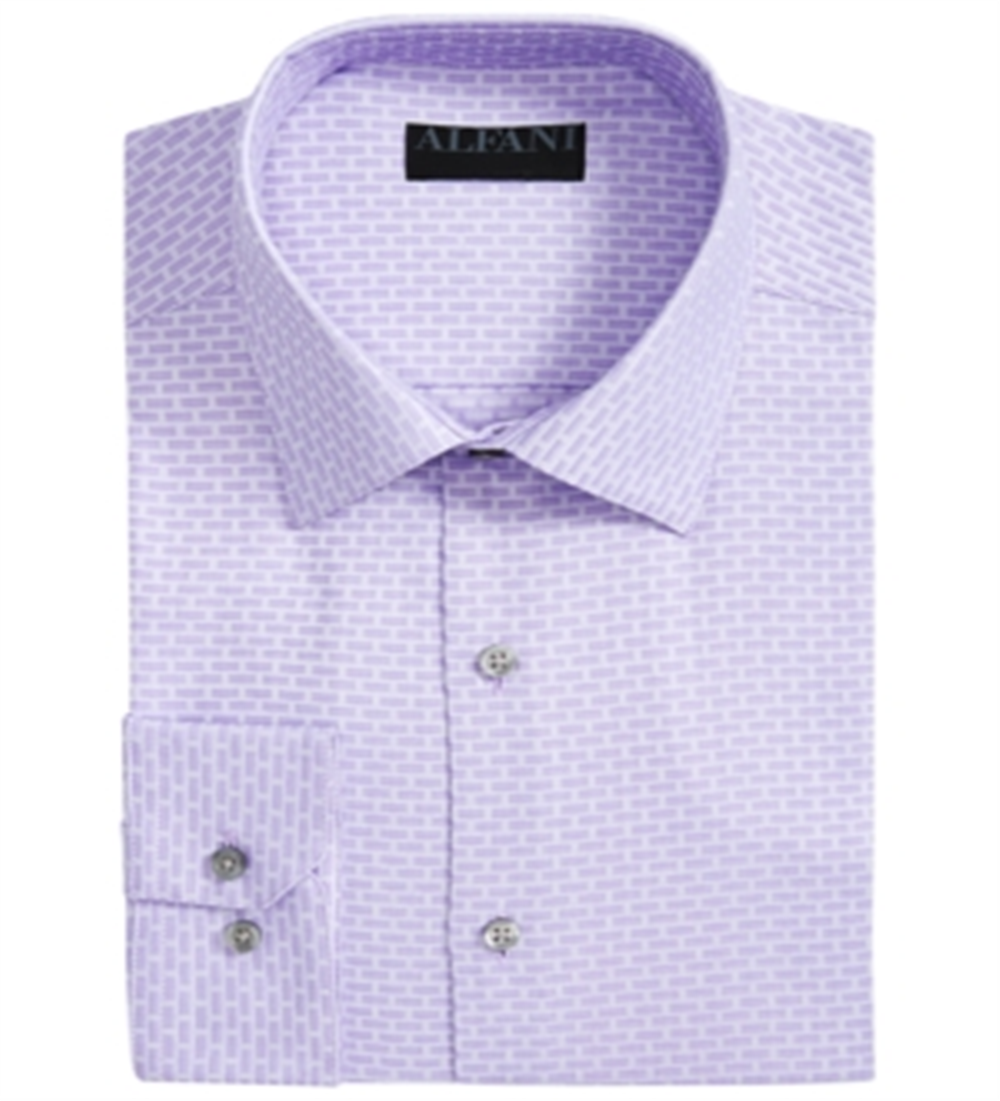 Camisa Alfani Classic Fit AlfaTech Dobby Masculina Roxa Tamanho P 14-14/5