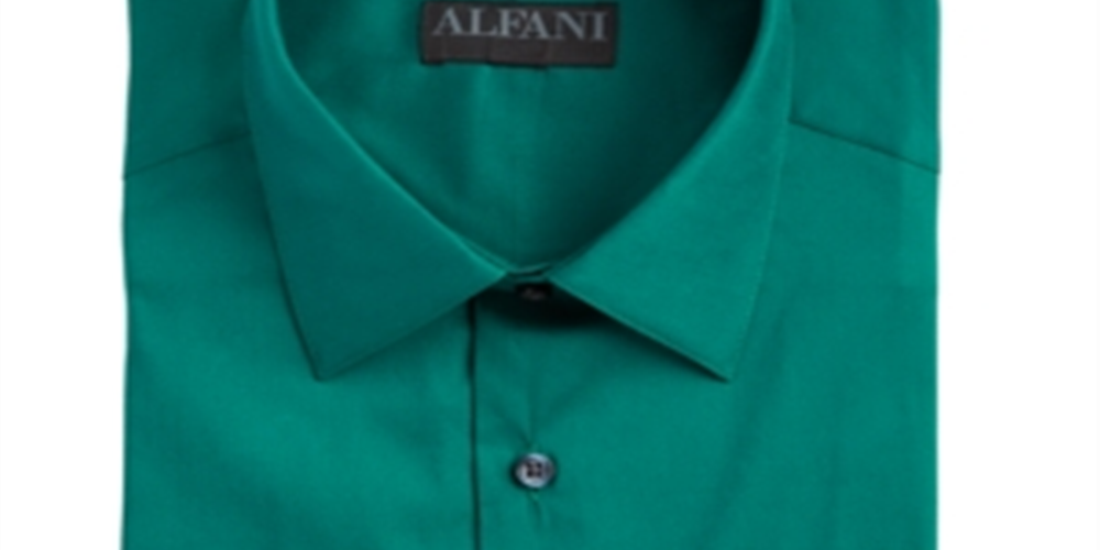 Camisa social masculina Alfani Slim Fit Performance Stretch Easy Care Solid, verde, tamanho GG