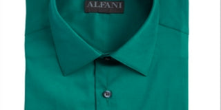 Camisa social masculina Alfani Slim Fit Performance Stretch Easy Care Solid, verde, tamanho GG