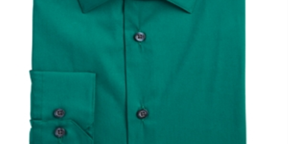 Camisa social masculina Alfani Slim Fit Performance Stretch Easy Care Solid, verde, tamanho GG