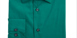 Camisa social masculina Alfani Slim Fit Performance Stretch Easy Care Solid, verde, tamanho GG