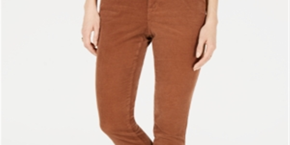 Calça de veludo cotelê com controle de barriga feminina Style &amp; Co, marrom, tamanho 12