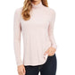 Blusa feminina Charter Club com gola alta canelada mesclada, rosa, tamanho X-S