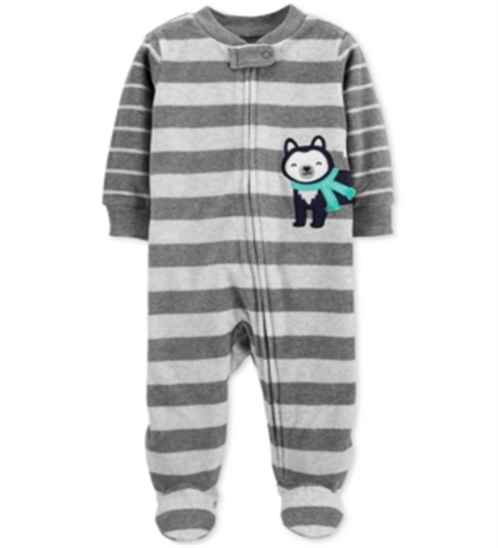 Macacão Carter's Baby Boy's Baby Boy's Fleece Husky Dog, cinza, tamanho recém-nascido