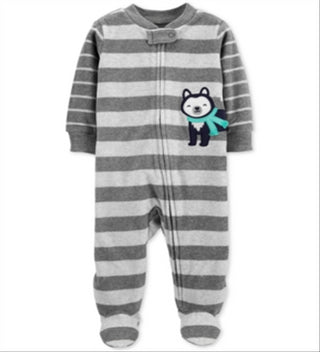 Macacão Carter's Baby Boy's Baby Boy's Fleece Husky Dog, cinza, tamanho recém-nascido