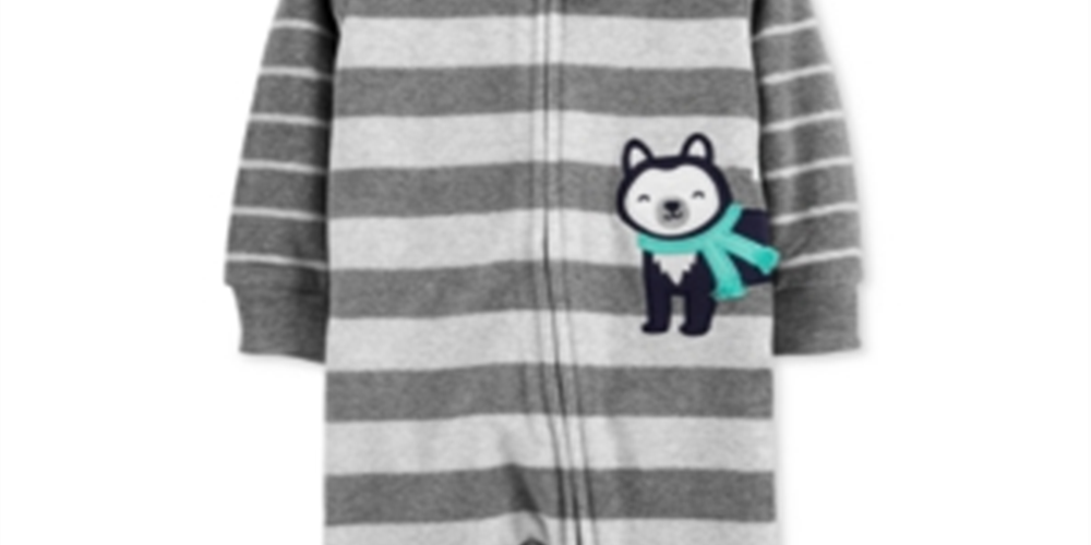Macacão Carter's Baby Boy's Baby Boy's Fleece Husky Dog, cinza, tamanho recém-nascido
