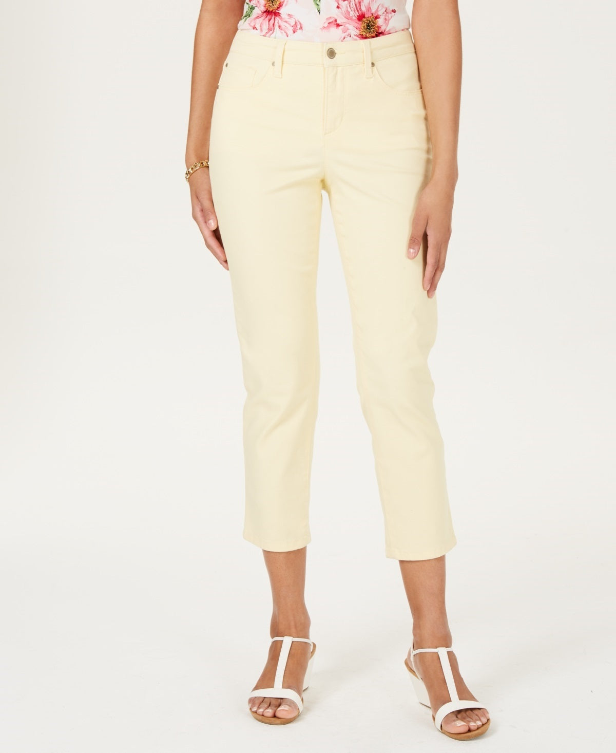 Calça jeans feminina Charter Club Tummy Control Bristol Capri, amarela, tamanho 14