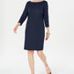 Vestido feminino Karen Scott com decote canoa e tachas, azul, tamanho pequeno G
