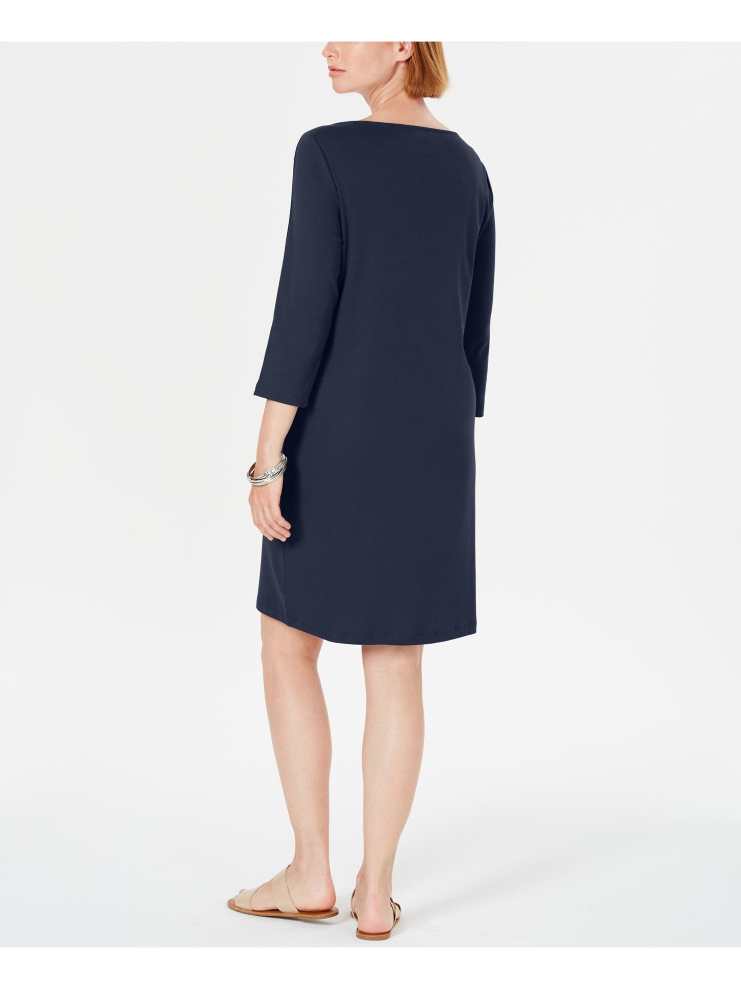 Vestido feminino Karen Scott com decote canoa e tachas, azul, tamanho pequeno G