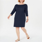 Vestido feminino Karen Scott com decote canoa e tachas, azul, tamanho pequeno G