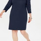 Vestido feminino Karen Scott com decote canoa e tachas, azul, tamanho pequeno G