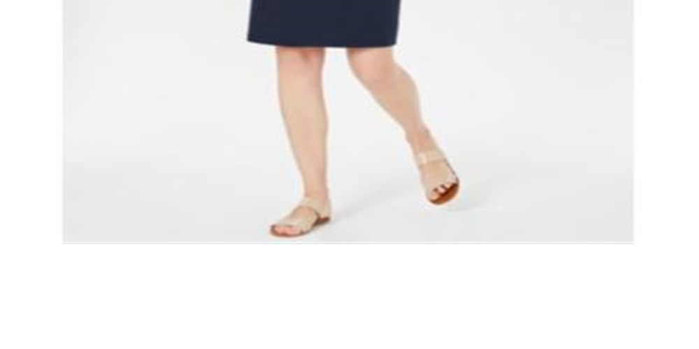 Vestido feminino Karen Scott com decote canoa e tachas, azul, tamanho pequeno G