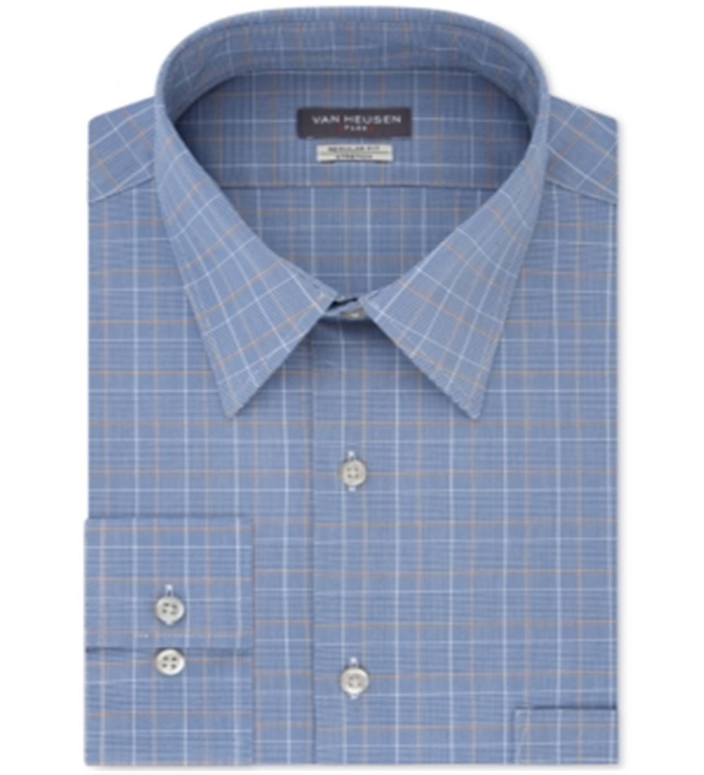 Camisa social masculina Van Heusen Flex Classic Fit Stretch sem vincos, azul, tamanho 2X 18/5