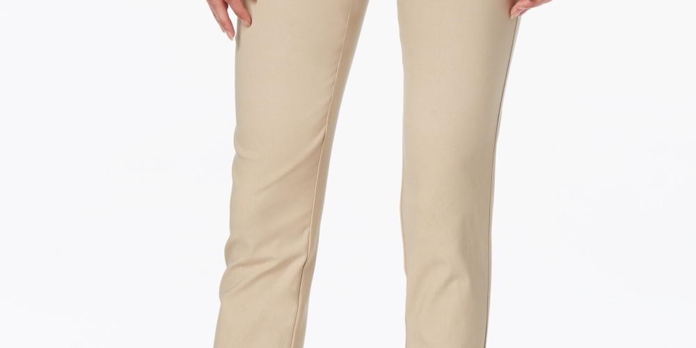 Calça Chelsea Tummy-Control Feminina Charter Club Bege Tamanho 10 Petite