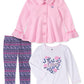 Conjunto infantil Headquarters para meninas, 3 peças, jaqueta de lã, top e leggings estampados, tamanhos variados, 2T