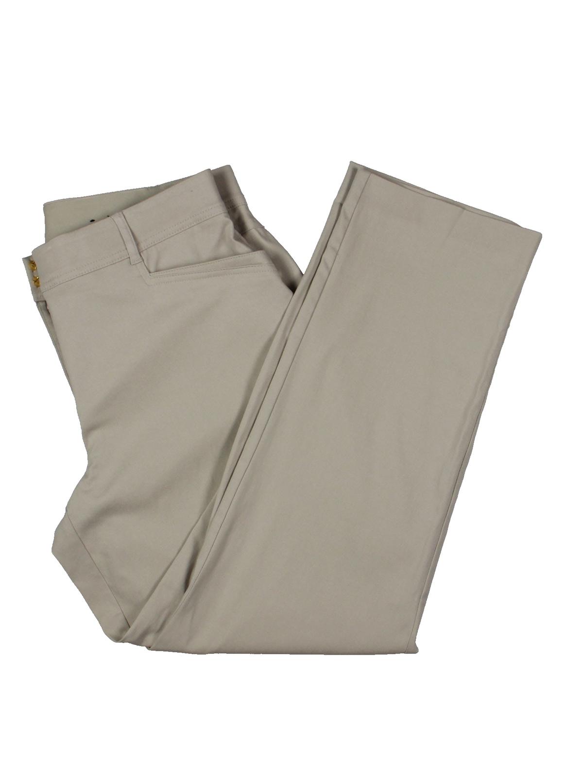 Calça feminina JM Collection, comprimento regular e curto, ajuste curvo, perna reta, creme, tamanho 16 S