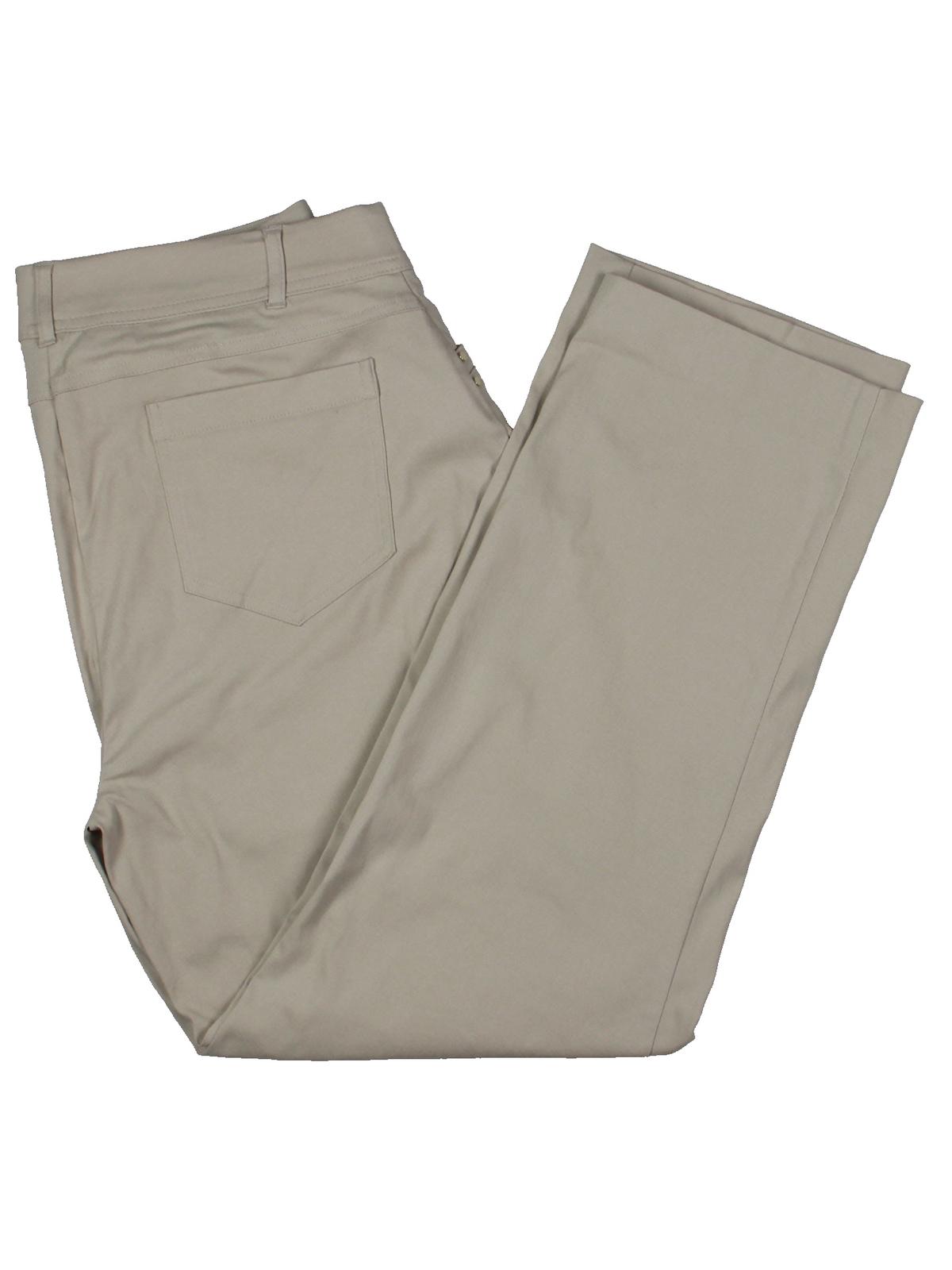 Calça feminina JM Collection, comprimento regular e curto, ajuste curvo, perna reta, creme, tamanho 16 S