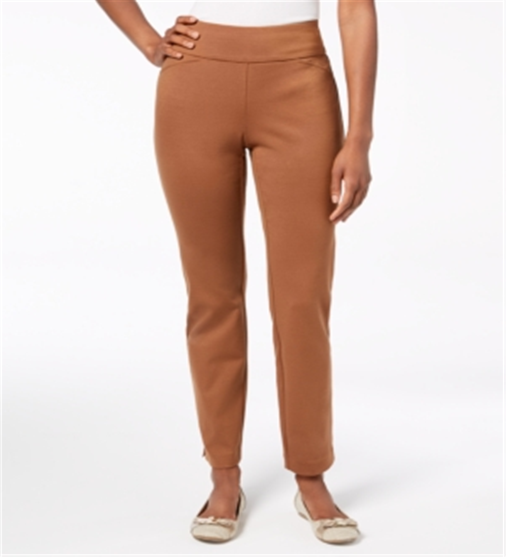 Calça feminina Charter Club Pull-on Ponte Knit Cognac tamanho 16 Petite
