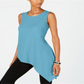 Blusa feminina Alfani com bainha assimétrica, azul, tamanho pequeno GG