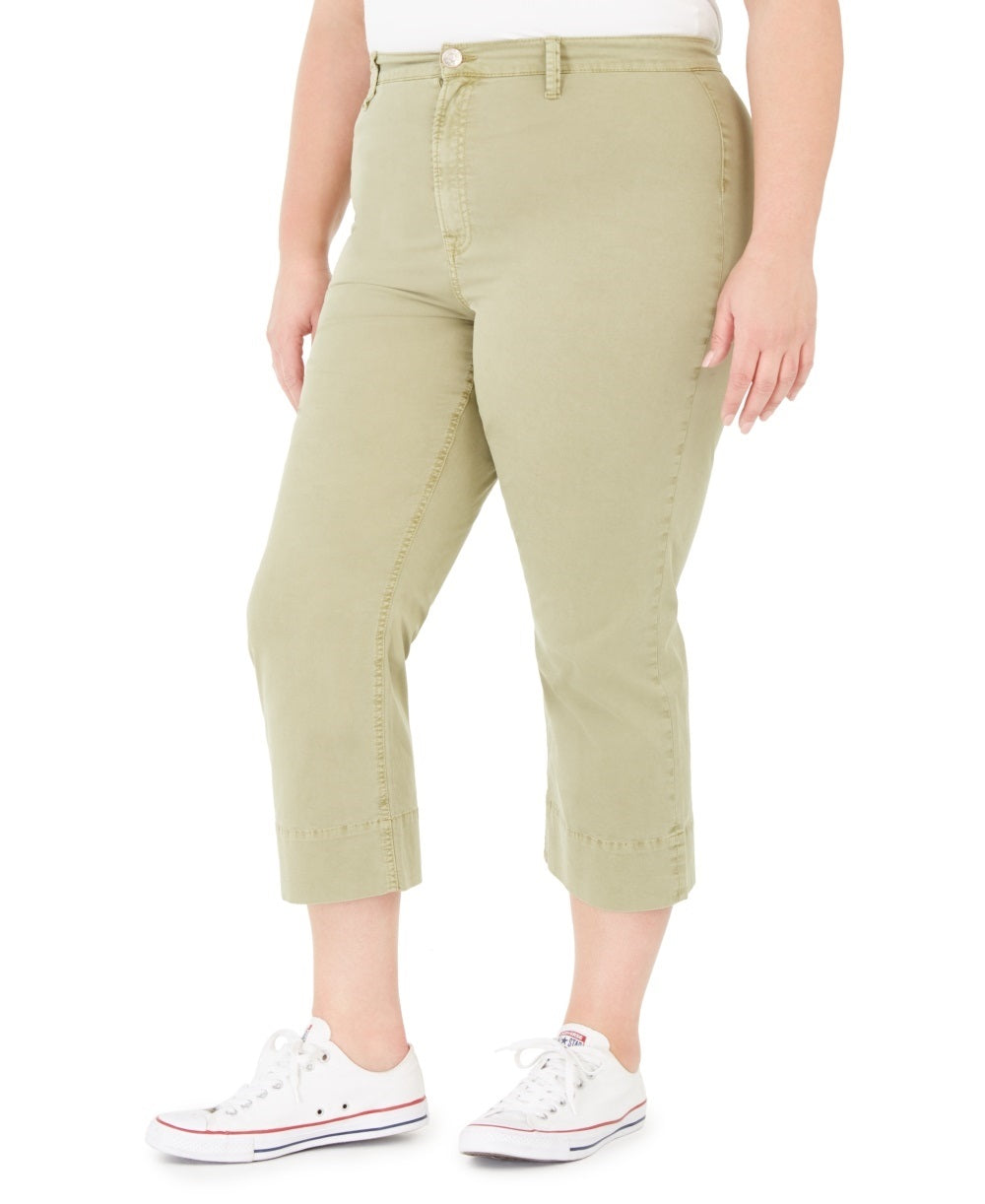 Calça cropped Montauk plus size rosa celebridade feminina verde tamanho 20W