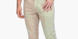 Calça Ralph Lauren Varick Slim Straight Cetim Masculina Bege Tamanho 42X32