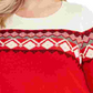Blusa feminina estampada de manga comprida com gola joia, tamanho 1X, vermelha